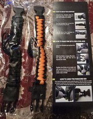 133 SUPPLY 2 PK Survival Paracord Bracelet Compass Hiking Whistle Fire Starter