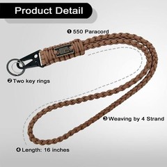 2 Pack Heavy Duty Braided Paracord Lanyard for ID Badges with USA Flag