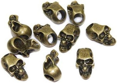 10Pcs Antique Brass Charm Metal Skull Beads Outdoor Camping Paracord Knife Lanya