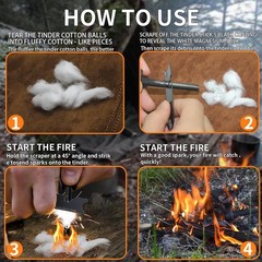 2Pcs Fire Starter with Striker Rod Fire Starter Camping Emergency