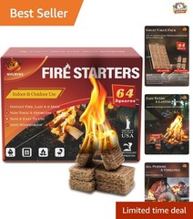 Fire Starter Cubes – 64 Natural Wood Fire Starters for Grilling & Fireplace Use