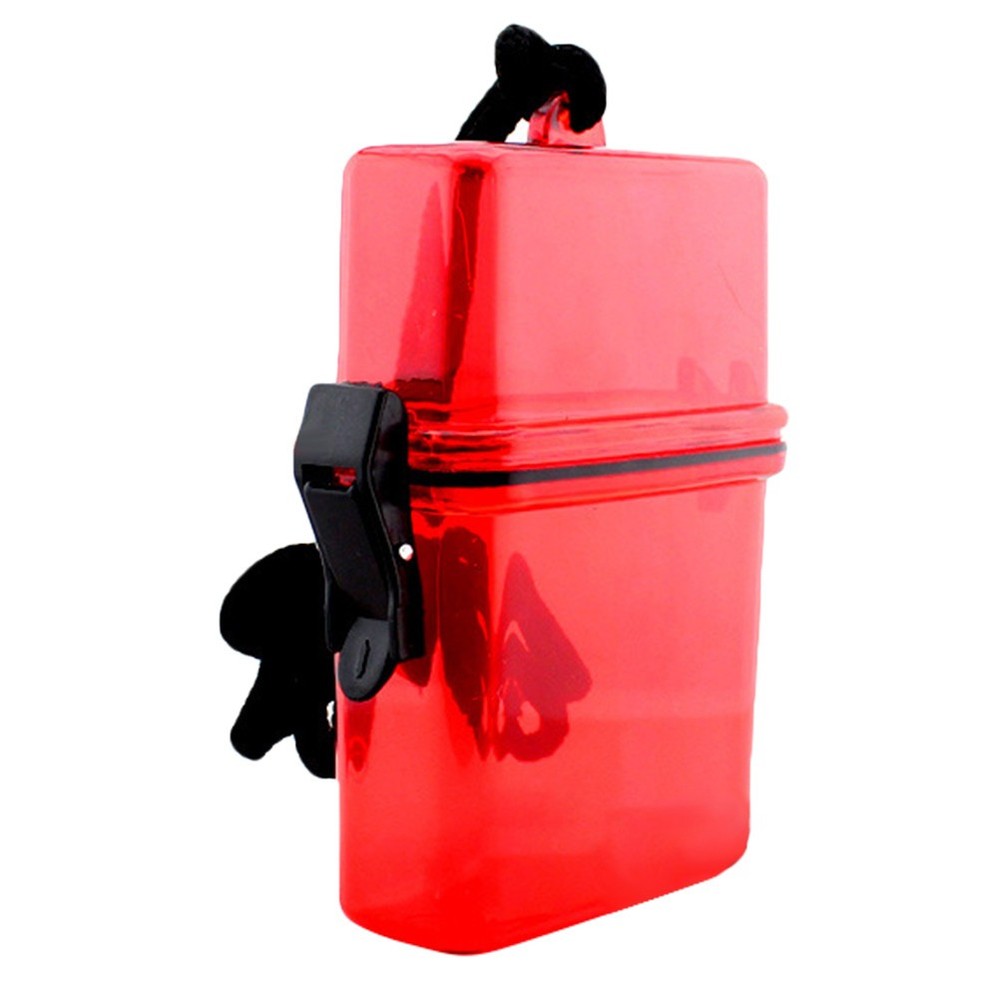 Outdoor Waterproof Pockets Storage Box in Red Translucent Plastic for Travel