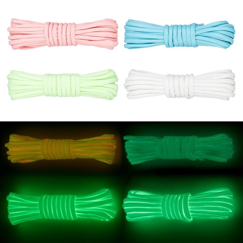 20m 4 Colours In The Dark Fluorescent Paracord Parachute Cord 4mm Light Up…