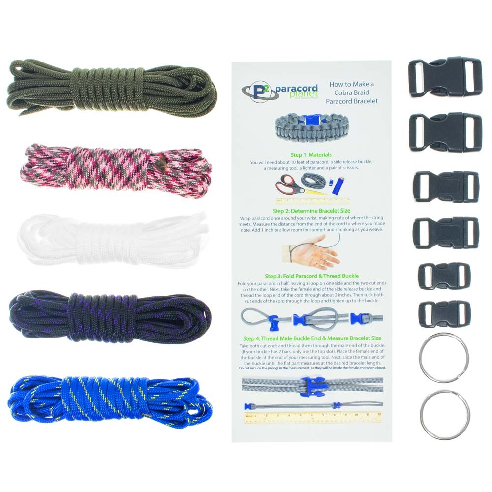 Paracord Outdoor Survival Bracelets with Buckles – DIY Kit Parachute Cord Lot