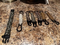 Multicolor Paracord Keychain Lanyards w/ Carabiner Clips & Rings.