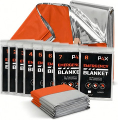 PREPARED4X Mylar Blankets 8 Pack – Waterproof Emergency Blanket – Rip and Tear R