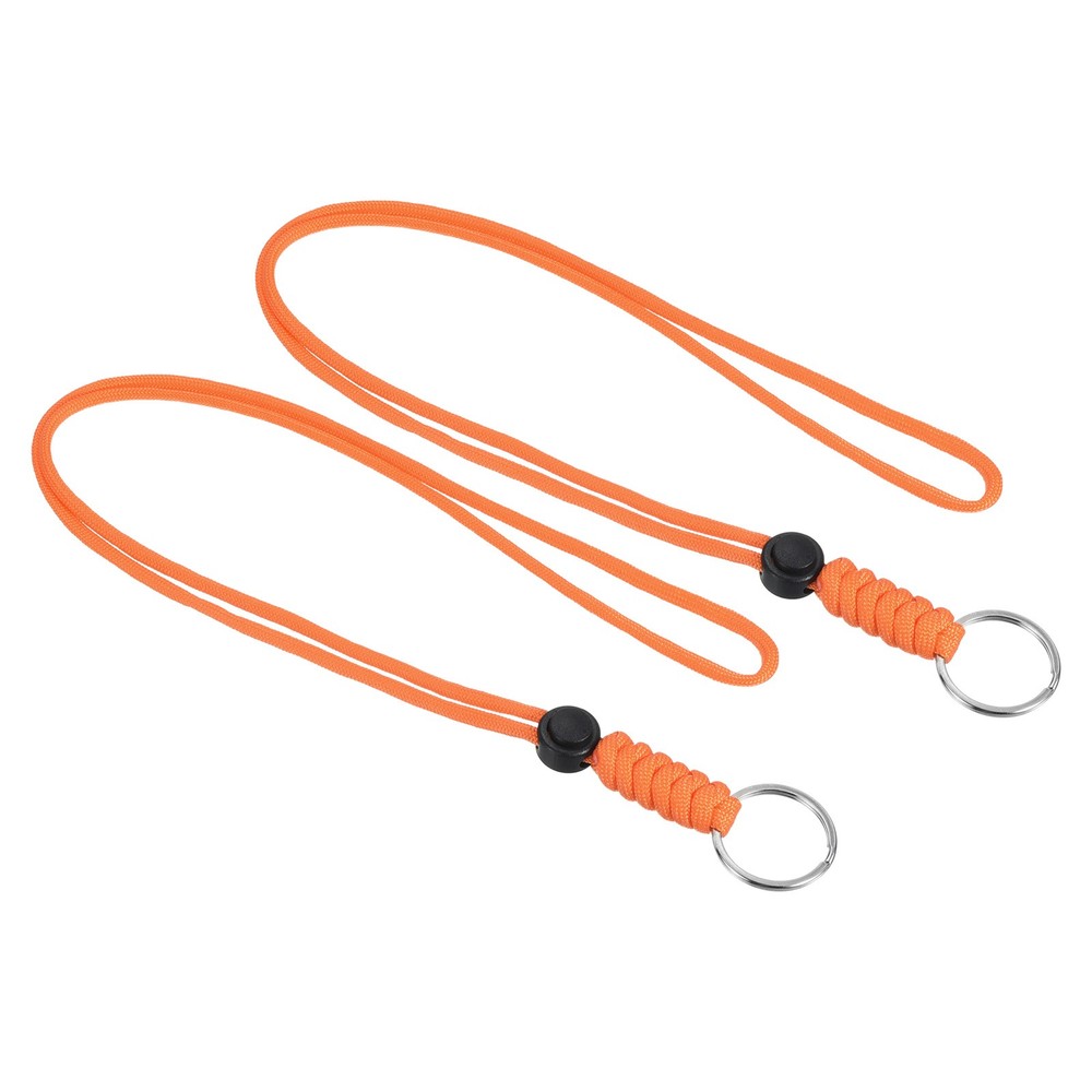 2pcs 18″ Paracord Lanyard with Keyring Necklace Cord Badge Holder Strap Orange