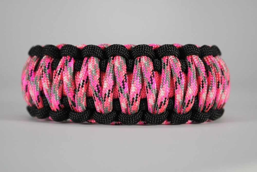 550 Paracord Survival Bracelet King Cobra Black/Pink/Pink Camo «Made in the USA»