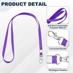 10Pcs 16.9″ Polyester Flat Lanyard with Lobster Clasp for Office, Purple