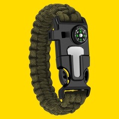 Durable Tactical Survival Bracelet with Paracord Rope For Camping Gear Kit Green
