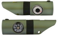 2PK 7-In-1 Camping Survival Whistle Compass Thermometer LED Flashlight Magnifier