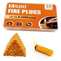 Fire Plugs, 50 Pack All-Natural Fire Starters, Non-Toxic & Odor-Free, Orange