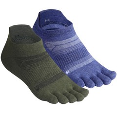 HABITER Merino Wool Toe Socks for Men&Women,Compression Medium, Green&blue
