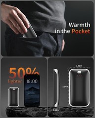 Lerat Hand Warmers 0.59″ Ultra-Slim (Pack of 2), 2 Pack Black White