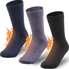 Geyoga 3 Pairs Winter Thermal Socks for Women Small, black, navy blue, grey