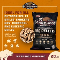 Bear Mountain BBQ All-Natural Hardwood Hickory Smoker Pellets, 20 Lb (2 Pack)