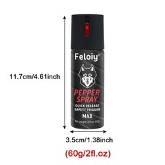 1 Bottle Feloiy Pepper Spray 2oz With Quick Release Safety Trigger Self Defense