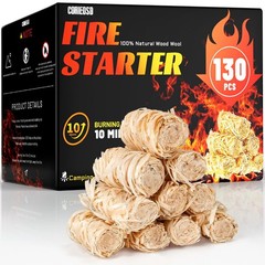 130 pcs Fire Starter-All Natural Wood Fire Starters for Fireplace,BBQ,Camping…