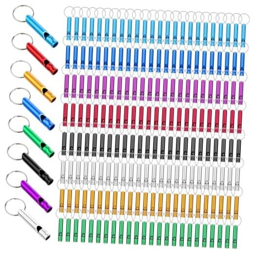 200Pcs Emergency Whistles with Keychains, Aluminum Extra Loud Survival 200pcs
