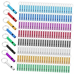 200Pcs Emergency Whistles with Keychains, Aluminum Extra Loud Survival 200pcs