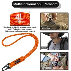 Heavy Duty Paracord Lanyard and Keychain with USA Flag, Tactical Braided Mili…