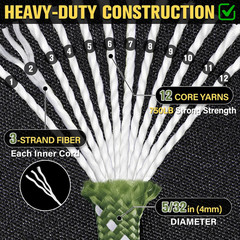 Reflective Paracord Rope 750 lb, 50ft, 4mm, 12-Strand, Parachute Cord, Heavy