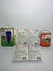 OFF! Clip-On Mosquito Repellent 8 Refills 2 Fans Red White & Blue and BONUS Fan