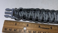Paracord Parachute Cord Emergency Survival Hiking Bracelet Black-Gray & Clip 10”