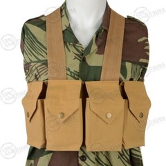 Reproduction Military Style Rhodesian Chest Rig- Webbing-Airsoft- Tan Canvas