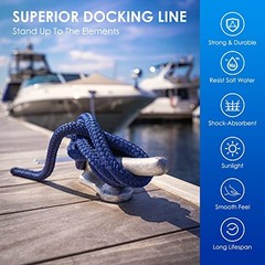 Dock Lines, 4pcs Boat Dock Lines 1/2” X 20’, 12” Eyelet Double-Braided Boat