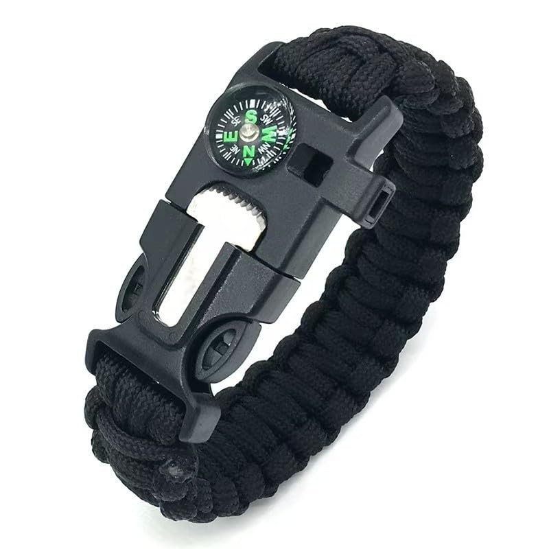 Paracord Wristband for Outdoor Sport Tactical Survival, Black