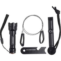 5-piece Humvee Survival Kit Wire Saw Whistle LED Flashlight Fire Starter Compass