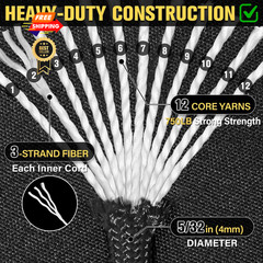 TRIBERION Paracord Rope 750 lb – 500ft 5/32″ Parachute Cord 4MM 500ft, Black