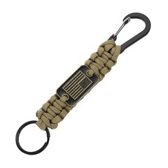 Paracord Keychains, Paracord Keychain with USA Flag, Khaki