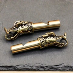 1X Brass Chinese Dragon Whistle Key Chain Pendant Outdoor Whistle Key Chain