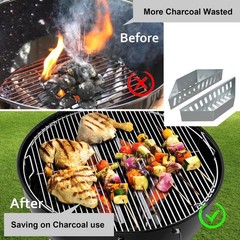 BBQCuker Charcoal Basket,Set of 2 Tray for 14.2x4x3 inches, silver
