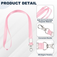 25Pcs 18.1″ Polyester Flat Lanyard with Lobster Clasp for Keys, Pink