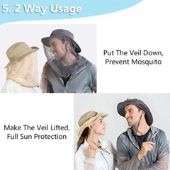Mosquito Head Face Net Hat Bee Insect Bug Protection Hidden Mesh Fishing Sun Cap