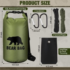 Foilswirl Bear Bag Food Storage System for Camping,10 L,Army Green