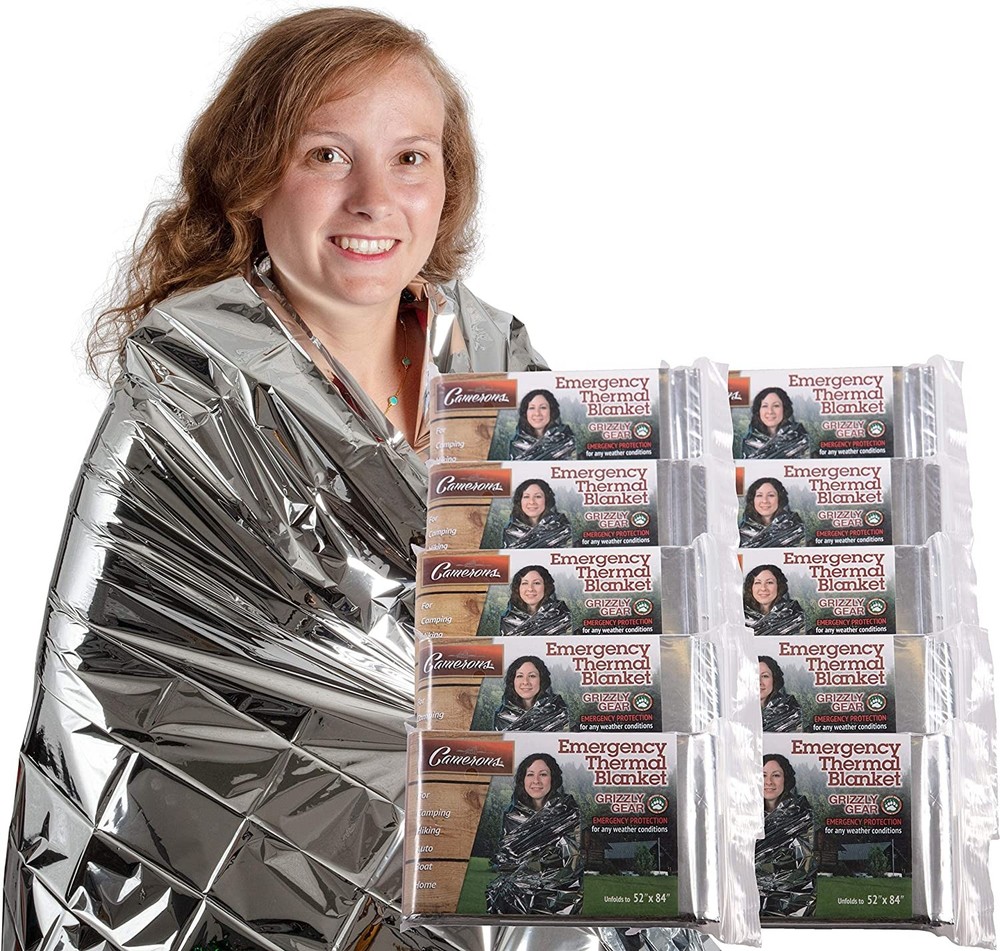 Grizzly Gear Emergency Mylar Thermal Blankets (12 Pack) Survival Kit Camping