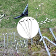 Tent Pegs – 18Pcs Aluminium Stakes with Hook – 7’’ Silver 18pcs