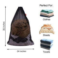 DuomiW 2 Pack Mesh Laundry Bags, 24 x 36 Inches Heavy 24 x 36 Inches, Black