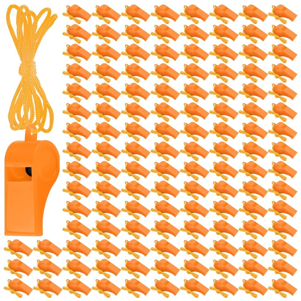 50 Pieces Plastic Whistles with Lanyard Loud Crisp Sound Whistles Bulk for Sc…