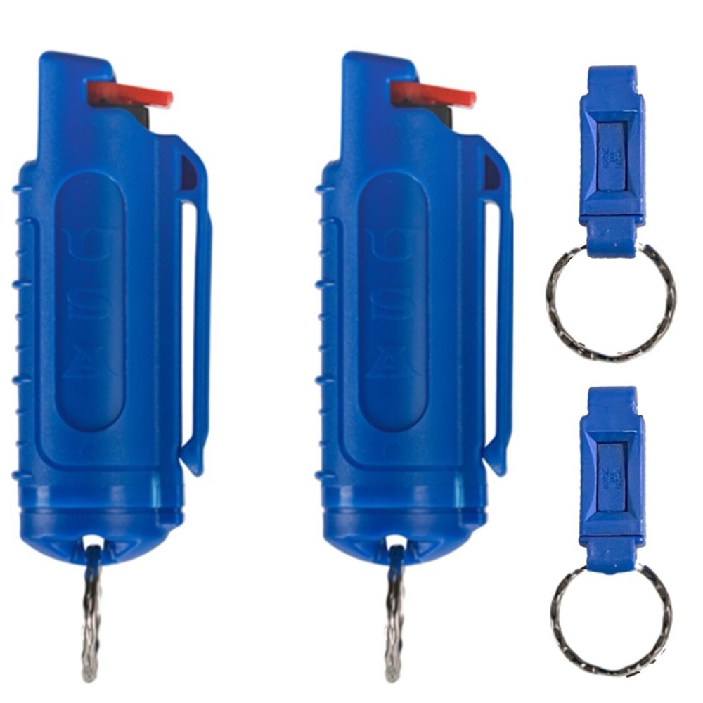 Police Magnum .50oz pepper spray 2 blue molded keychain 2 QR defense protection