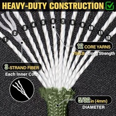 Paracord Rope 750 lb – 1000ft / 500ft / / 100ft 5/32″ 200ft Army Green