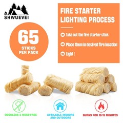 Shwuevei 65 pcs Fire Starter – Natural Starters for 65 pieces, Wood