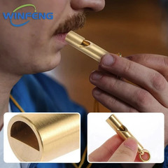 1pc Brass Survival Whistle: High Decibel Emergency Keychain for Outdoor Use