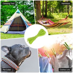 1PCS 2mm 20M Reflective Camping Lanyard 3 Braids, Fluorescent Green