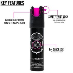 Police Magnum pepper spray .75oz hot pink safety lock self defense protection