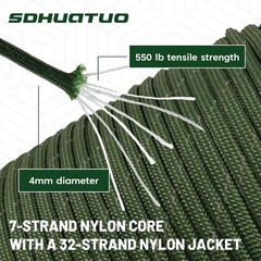 200ft Army Green 550 Paracord Type III 7 Strand Cord